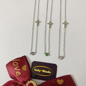 CHAINE CROIX AVEC PIERRE ACIER INOXYDABLE