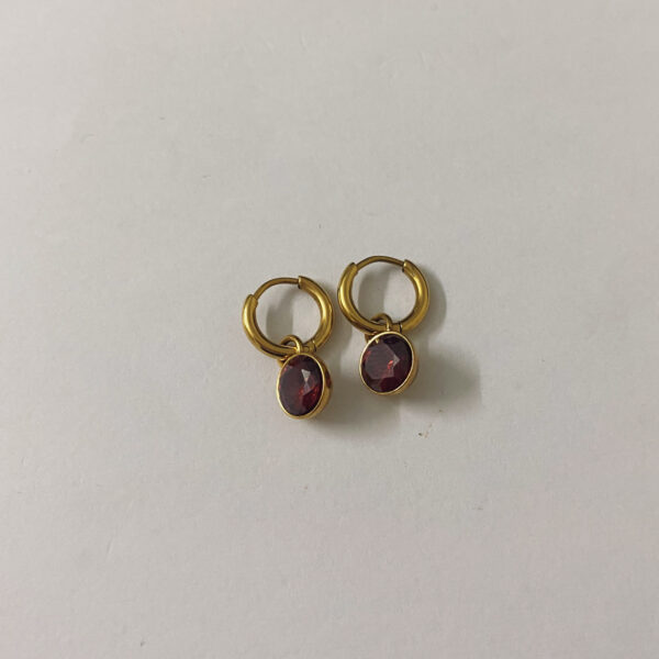 Boucle d'oreille créole cercle avec pierre – Image 2
