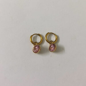 Boucle d'oreille créole cercle avec pierre