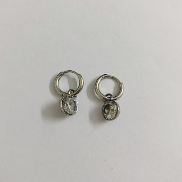 Boucle d'oreille créole cercle avec pierre – Image 6