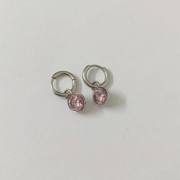 Boucle d'oreille créole cercle avec pierre – Image 4