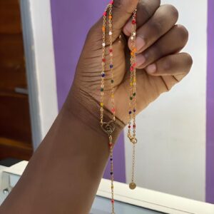 CHAPELET CHAINE AVEC PERLE MULTICOLORE