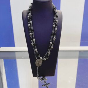 CHAPELET 2 TONS PLAQUE ARGENT \ NOIR