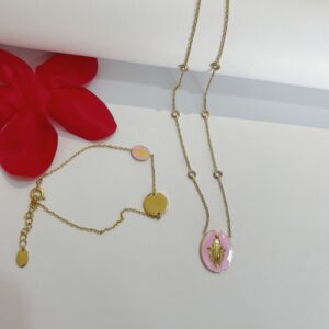 ENSEMBLE STANDARD AVEC BRACELET ROSE PLAQUE OR